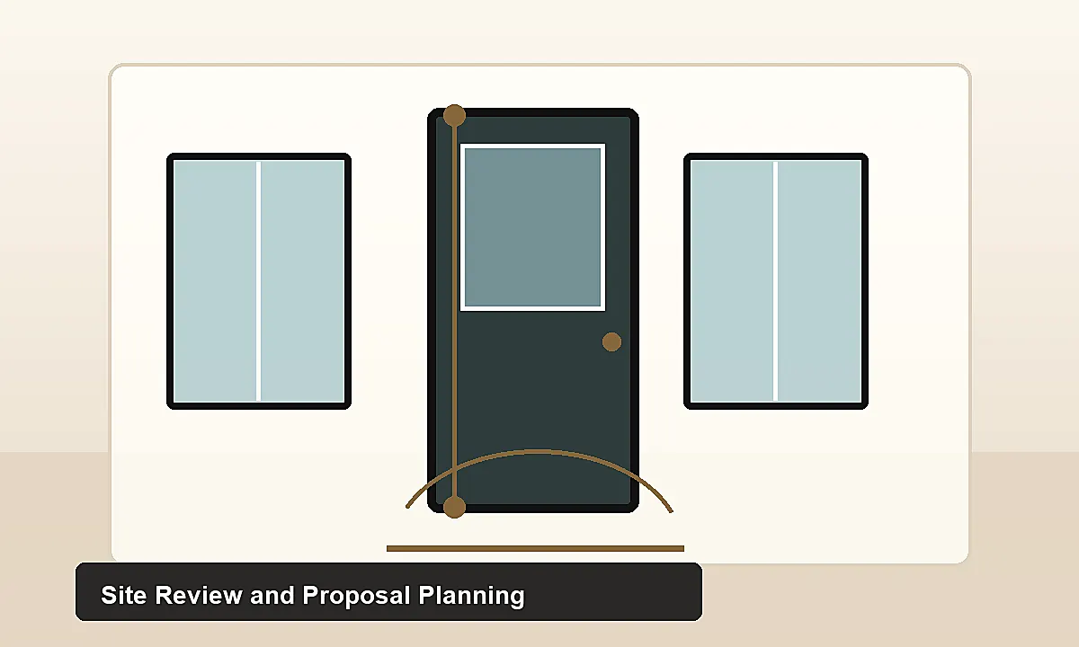Pivot door site review planning concept