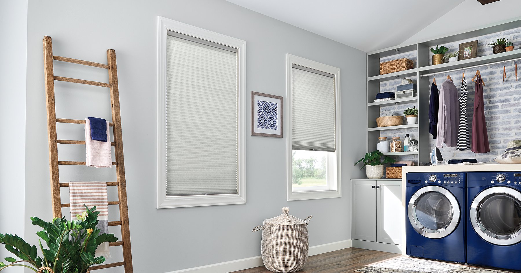 Custom cellular shades controlling daylight